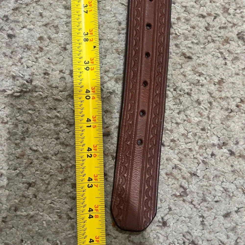 VNTG Genuine Brown Leather Belt Silver Buckle‎ Fit For a King Crown western
